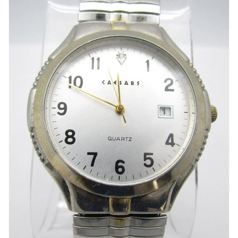 Men Caesars Date Quartz WR Analog 38mm Round Watch (H610) 